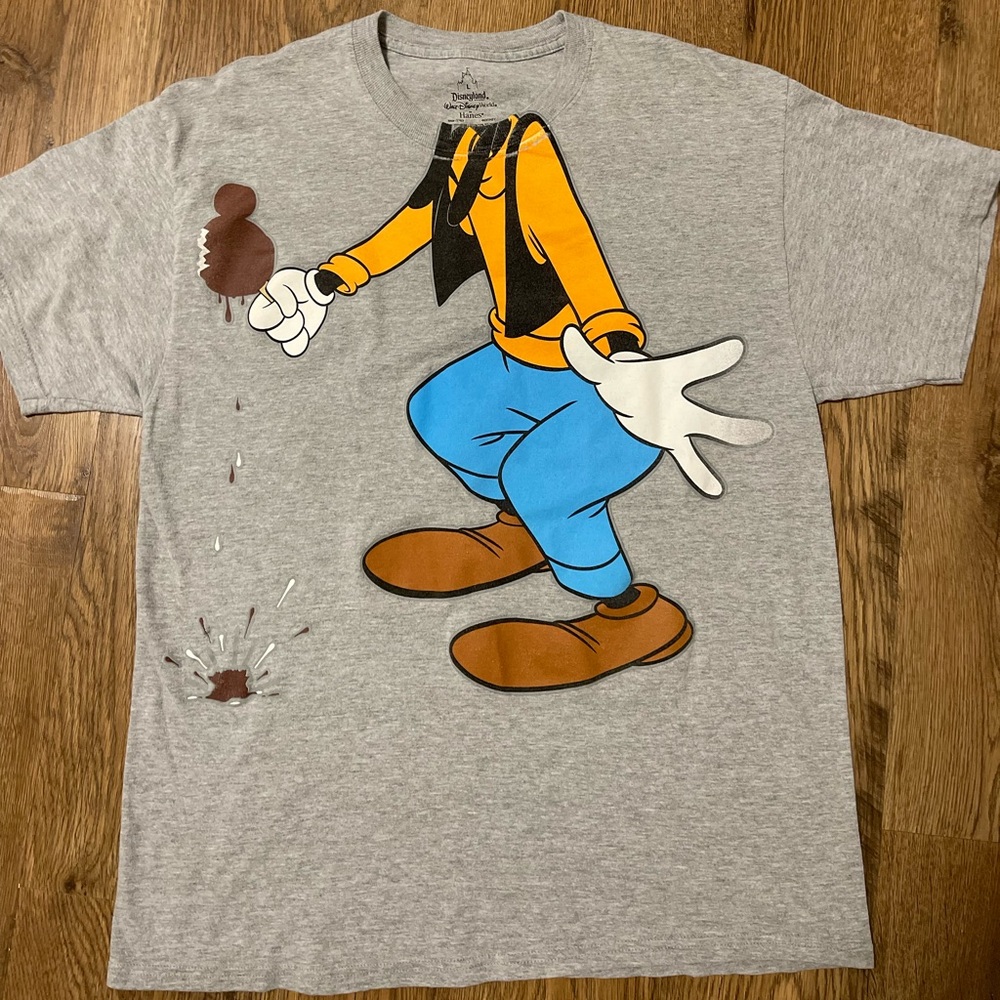Disneyland Resort Goofy Headless Ice Cream Men's Gray T-Shirt Size L